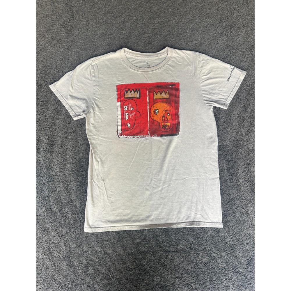 Jean Michel Basquiat men Medium Gray Graphic Print 100% Cotton Short Sleeve